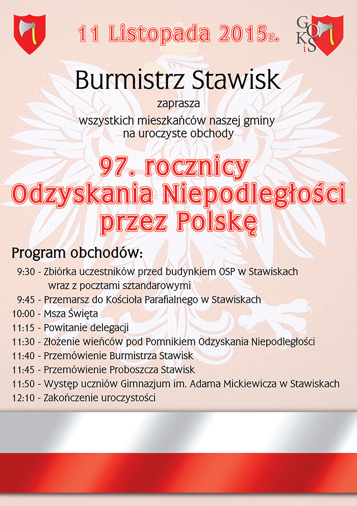 Uroczyste obchody 97. rocznicy Odzyskania niepodległości przez Polskę