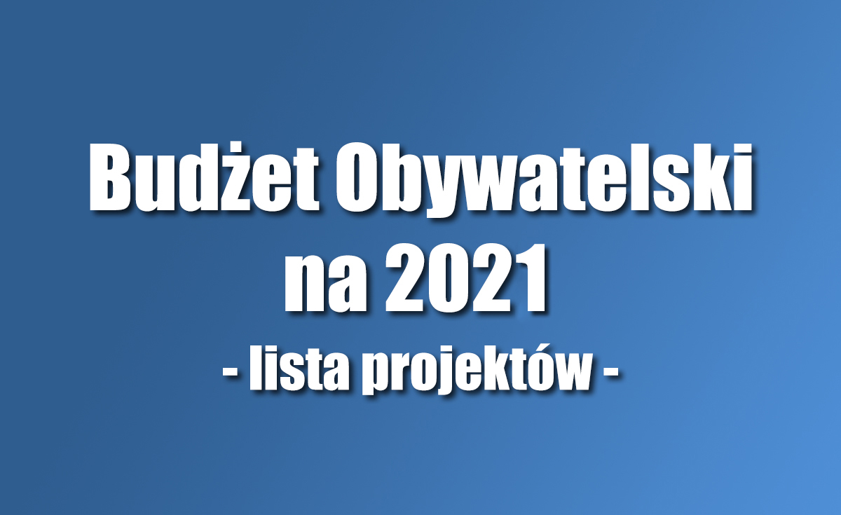Lista projektów zadań zgłoszonych do budżetu obywatelskiego na 2021 rok