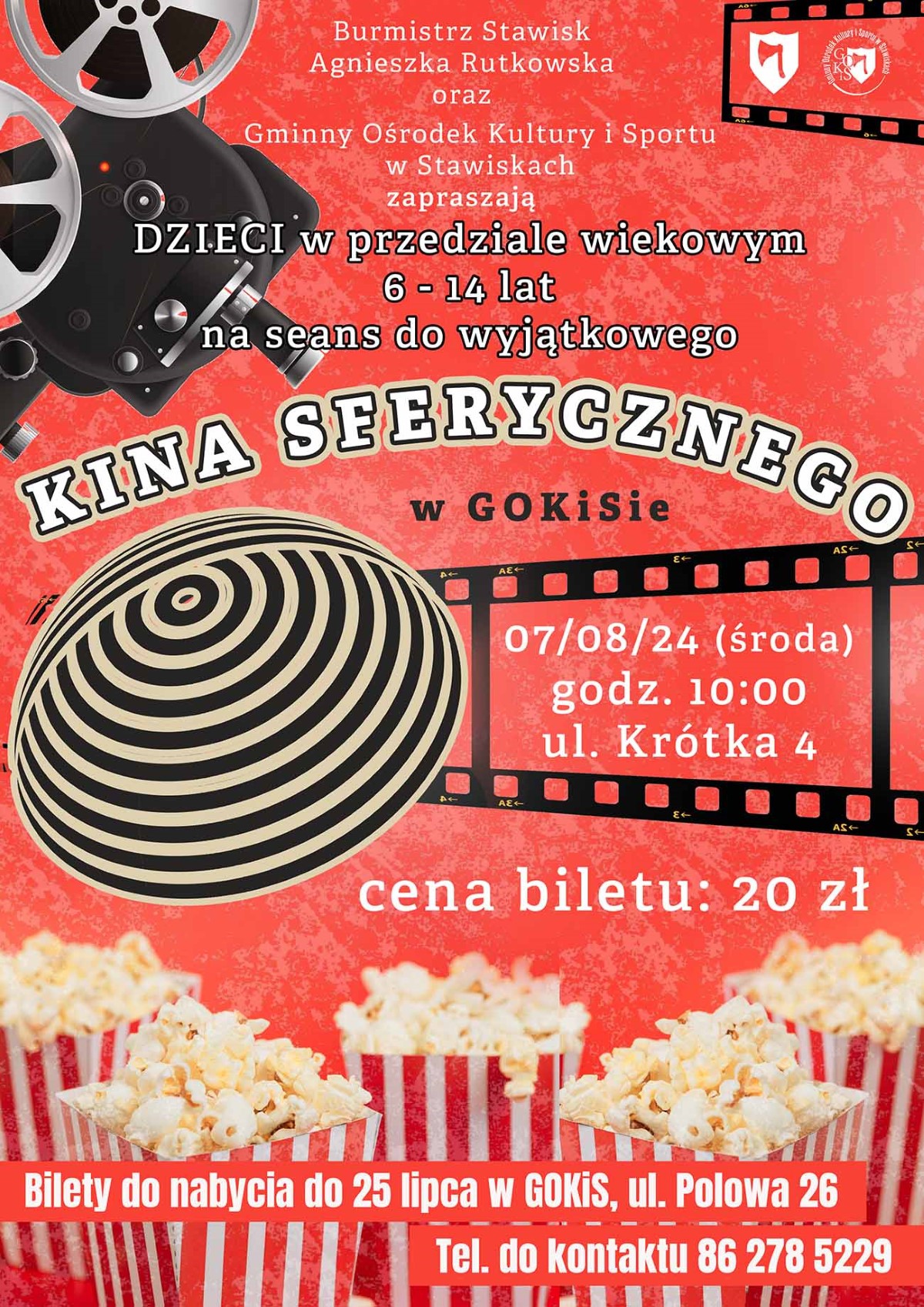 Już 7 sierpnia kino sferyczne w GOKiSie