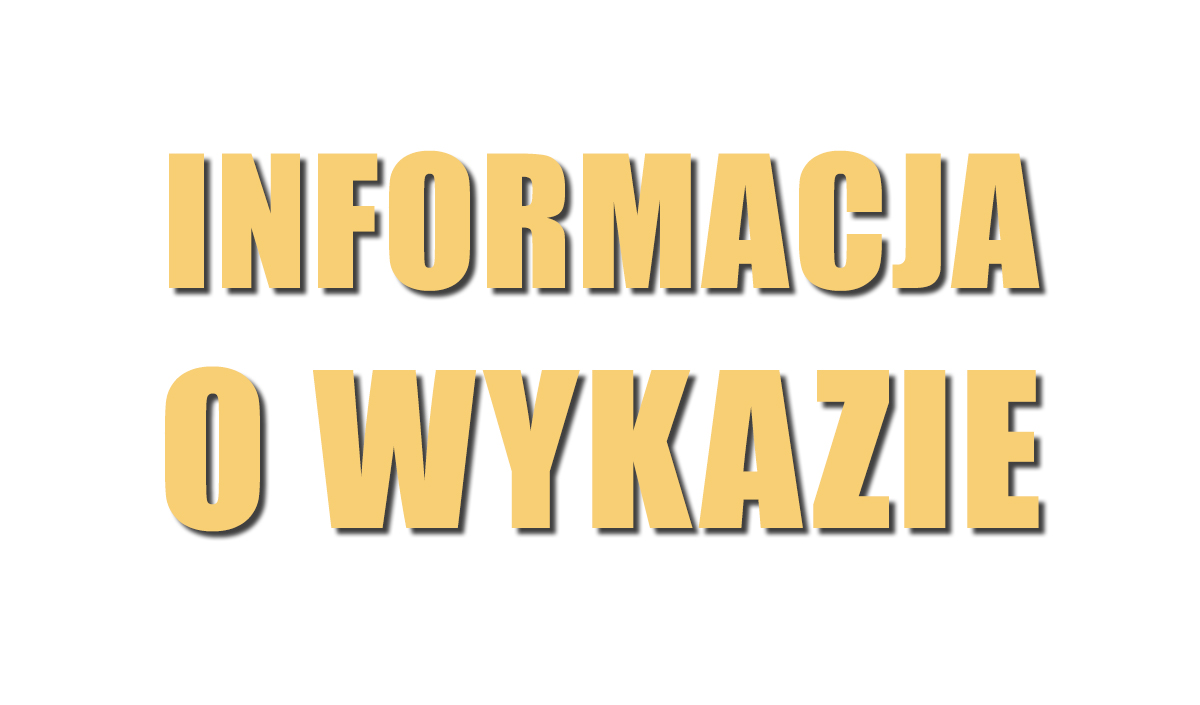 Informacja o wykazie oraz wykaz